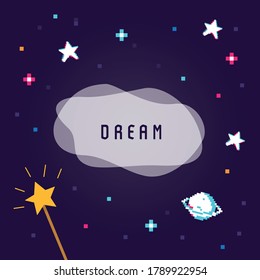  style magic wand with dream universe illustration
