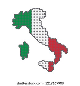 Style map of Italy in colors of Country. Vector illustration on white illustration.