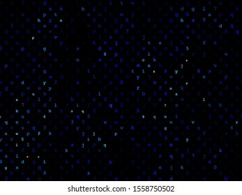 The style of the matrix. Chaotic, random blue letters and numbers. Programming, coding, hacker background. Future concept. Virtual money pattern. Futuristic internet communication. Matrix background.