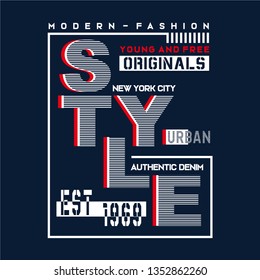 Style New York City typography design tee for t shirt,vector illustration - Vector