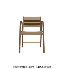 Style object wooden chair relax décor. Simple symbol vacation holiday color. Floor studio furniture vector. Isolated interior illustration old design. Stool garden outdoor front view. Flat icon