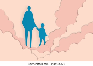 Style paper, design, universal Mother's Day, children and mother in the sky