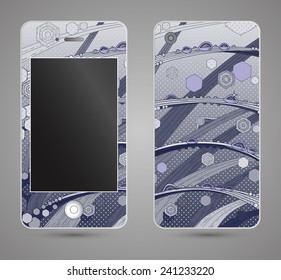 Style phone case. Print with abstract drops of dew on grass. Pop art. Bokeh. Vector template of cover for your mobile phone