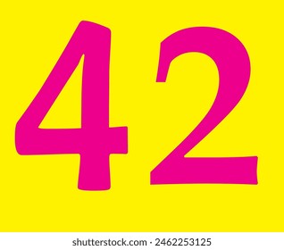 Style Pink Colour 42 Number in Design and Yellow Colour Background in design