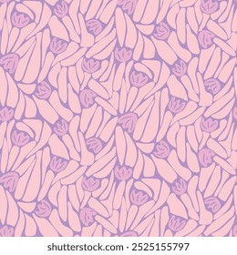 style retro cute abstract flowers and leaves vector seamless pattern. Vector purple background. Perfect for fabric, wallpaper and children's projects.