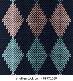 Style seamless blue pink color knitted pattern
