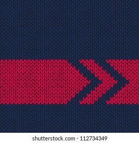 Style Seamless Blue with Red Arrow Color Knitted Vector Pattern