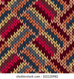 Style Seamless Brown Red Blue Yellow Color Knitted Pattern