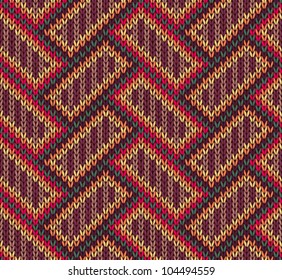 Style Seamless Brown Red Brown Yellow Color Knitted Pattern