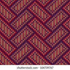 Style Seamless Brown Red Yellow Orange Violet Color Knitted Pattern