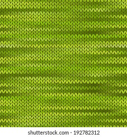 Style Seamless Knitted Melange Pattern. Green Color Vector Illustration