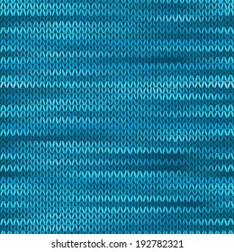 Style Seamless Knitted Melange Pattern. Blue Turquoise Black White Color Vector Illustration