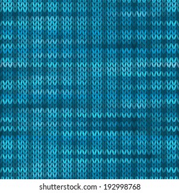 Style Seamless Knitted Melange Pattern. Blue Turquoise Black White Color Vector Illustration