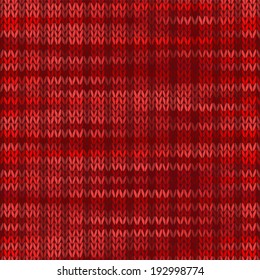 Style Seamless Knitted Melange Pattern. Red Color Vector Illustration