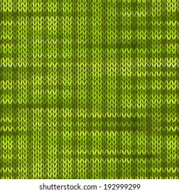 Style Seamless Knitted Melange Pattern. Green Color Vector Illustration
