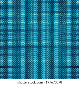 Style Seamless Knitted Melange Pattern. Blue Turquoise Color Vector Illustration