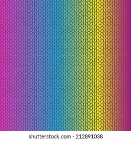 Style Seamless Knitted Melange Pattern. Blue Violet Yellow Green Red Orange Color Vector Illustration