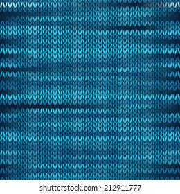 Style Seamless Knitted Melange Pattern. Blue Black Color Vector Illustration