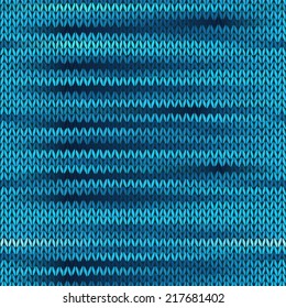 Style Seamless Knitted Melange Pattern. Blue Black Color Vector Illustration