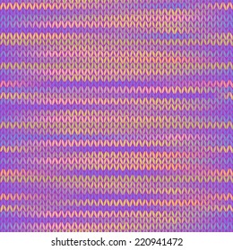 Style Seamless Knitted Melange Pattern. Pink Yellow Lilac Color Vector Illustration