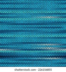 Style Seamless Knitted Melange Pattern. Blue Black White Color Vector Illustration