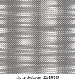 Style Seamless Knitted Melange Pattern. White Grey Color Vector Illustration