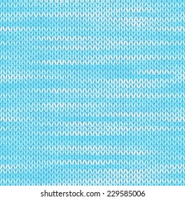 Style Seamless Knitted Melange Pattern. Blue White Color Vector Illustration