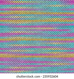 Style Seamless Knitted Melange Pattern. Blue Yellow Pink Color Vector Illustration