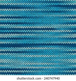 Style Seamless Knitted Melange Pattern. Blue Black White Color Vector Illustration