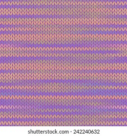 Style Seamless Knitted Melange Pattern. Pink Yellow Lilac Color Vector Illustration