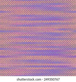 Style Seamless Knitted Melange Pattern. Pink Yellow Lilac Color Vector Illustration