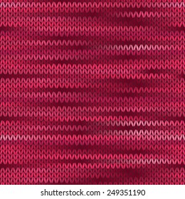 Style Seamless Knitted Melange Pattern. Red Color Vector Illustration