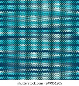 Style Seamless Knitted Melange Pattern. Blue Black White Color Vector Illustration