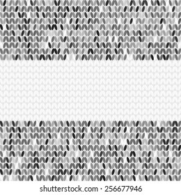 Style Seamless Knitted Melange Pattern. Monochrome Vector Illustration