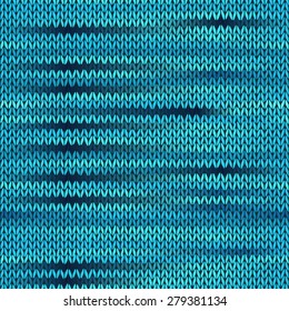 Style Seamless Knitted Melange Pattern. Blue Black Color Vector Illustration