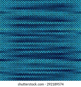 Style Seamless Knitted Melange Pattern. Blue Black Color Vector Illustration