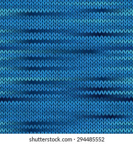 Style Seamless Knitted Melange Pattern. Blue Black Color Vector Illustration