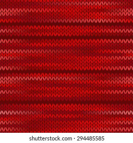 Style Seamless Knitted Melange Pattern. Red Color Vector Illustration