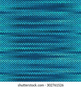 Style Seamless Knitted Melange Pattern. Blue Color Vector Illustration