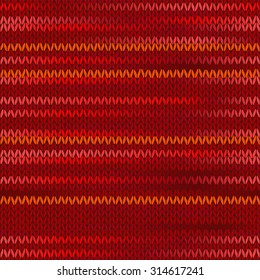 Style Seamless Knitted Melange Pattern. Red Orange Color Vector Illustration
