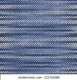 Style Seamless Knitted Pattern. Blue Silver White Color Illustration from my large Collection of Samples of knitted Fabrics