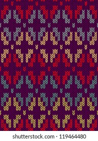 Style Seamless Knitted Pattern. Red Gray Blue Orange Yellow Violet Color Illustration from my large Collection of Samples of knitted Fabrics