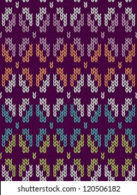 Style Seamless Knitted Pattern. White Blue Green Orange Pink Violet Color Illustration from my large Collection of Samples of knitted Fabrics