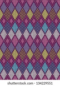 Style Seamless Knitted Pattern.Blue Pink Yellow Color Illustration from my large Collection of Samples of knitted Fabrics