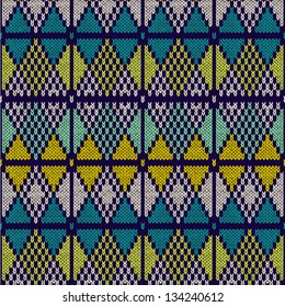 Style Seamless Knitted Pattern.Blue White Yellow Color Illustration from my large Collection of Samples of knitted Fabrics