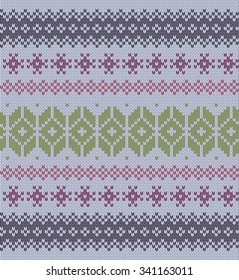 Style Seamless Knitted Pattern.Light Green Purple Color Illustration
