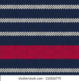 Style Seamless Marine Blue White Red Color Knitted Vector Pattern