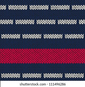 Style Seamless Marine Blue White Red Color Knitted Vector Pattern