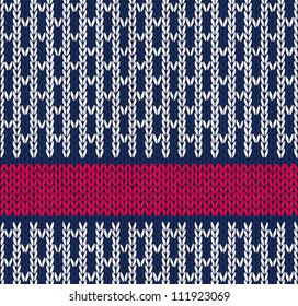 Style Seamless Marine Blue White Red Color Knitted Vector Pattern