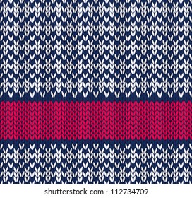 Style Seamless Marine Blue White Red Color Knitted Vector Pattern